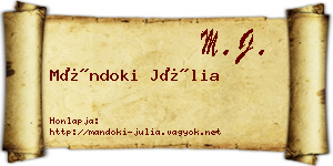 Mándoki Júlia névjegykártya