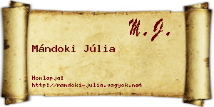 Mándoki Júlia névjegykártya